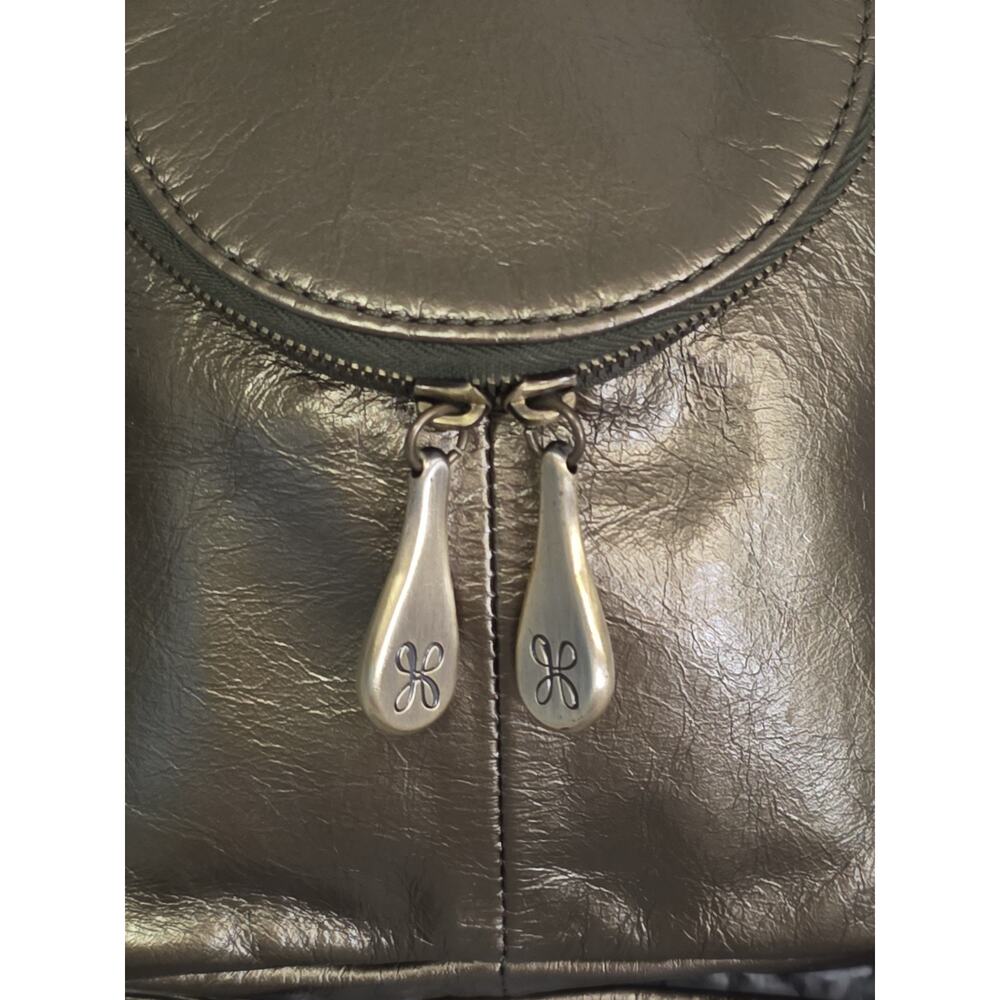 Hobo Fern Metallic Bronze Green Crossbody Bag Purse Leather Floral Lined Small - Picture 3 of 16